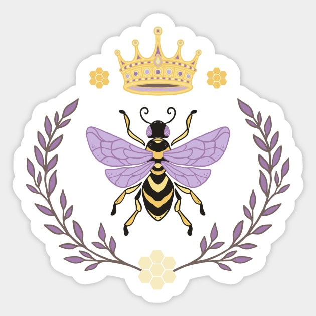 Queen Bee - Lavender and Yellow Sticker by Serena Archetti